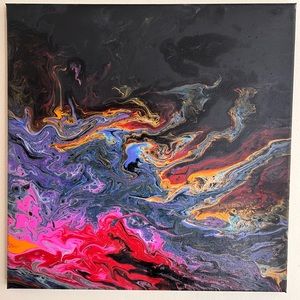 Acrylic, pour painting done by yours truly.